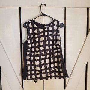 Liz Claiborne Black & White Sleeveless Blouse - Sz M